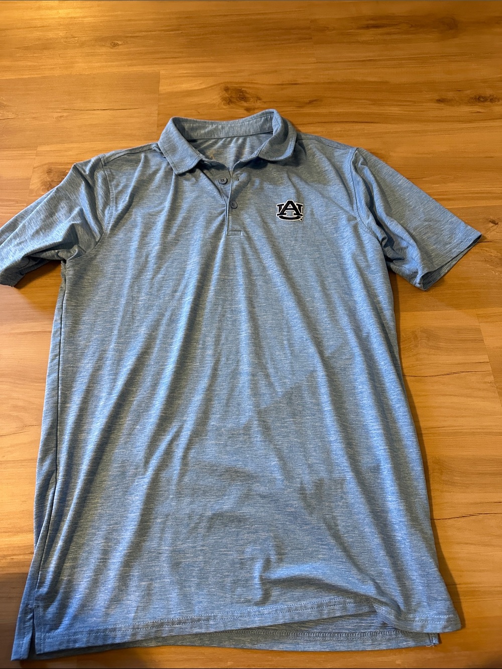 Antigua Light Blue Heathered Men's Polo with Auburn Emblem